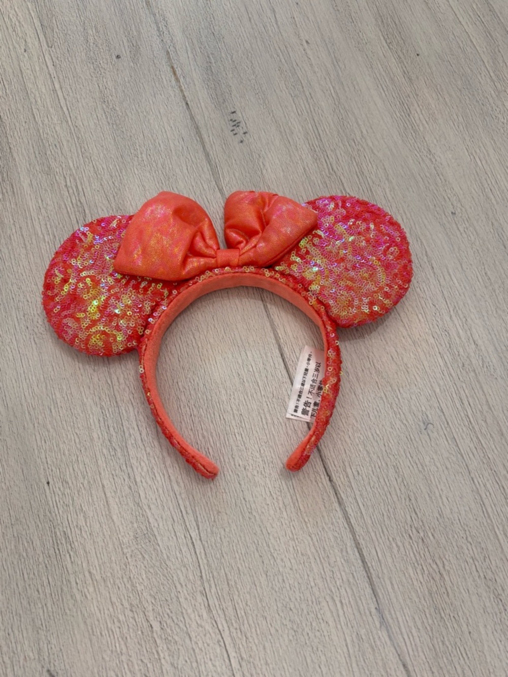 DISNEY PARKS Authentic Pink Sequined Metallic Minnie Mouse Ears Headband